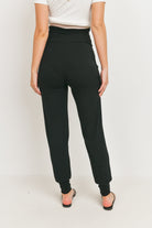 Black Over The Belly Maternity Jogger Pants with Pockets Back View