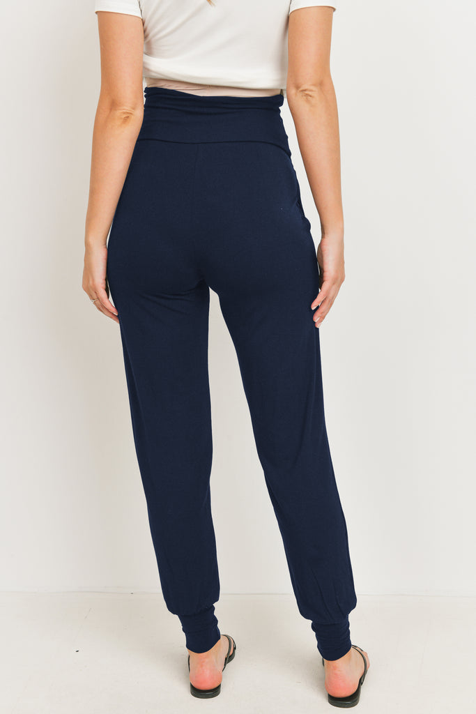 Navy Maternity Waistband Jogger Pant with Pockets