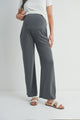 Dark Grey French Terry Straight Leg Yoga Pants Front