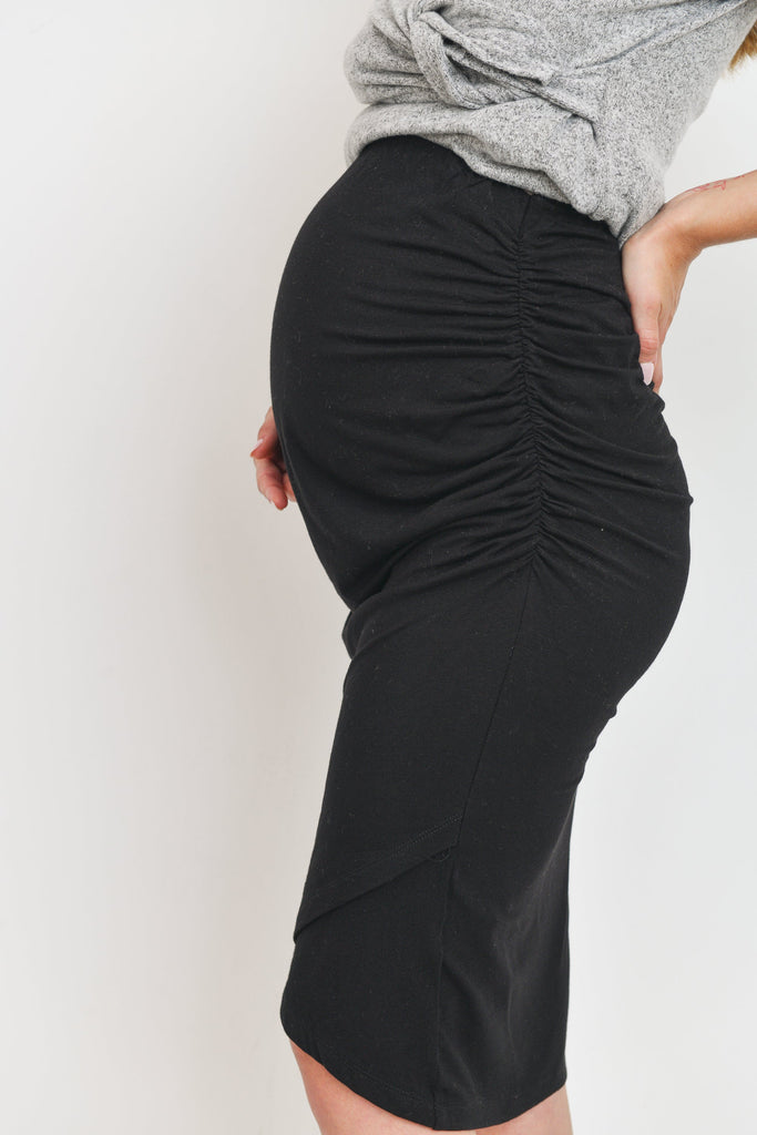 Black Rayon Modal Maternity Tulip Skirt