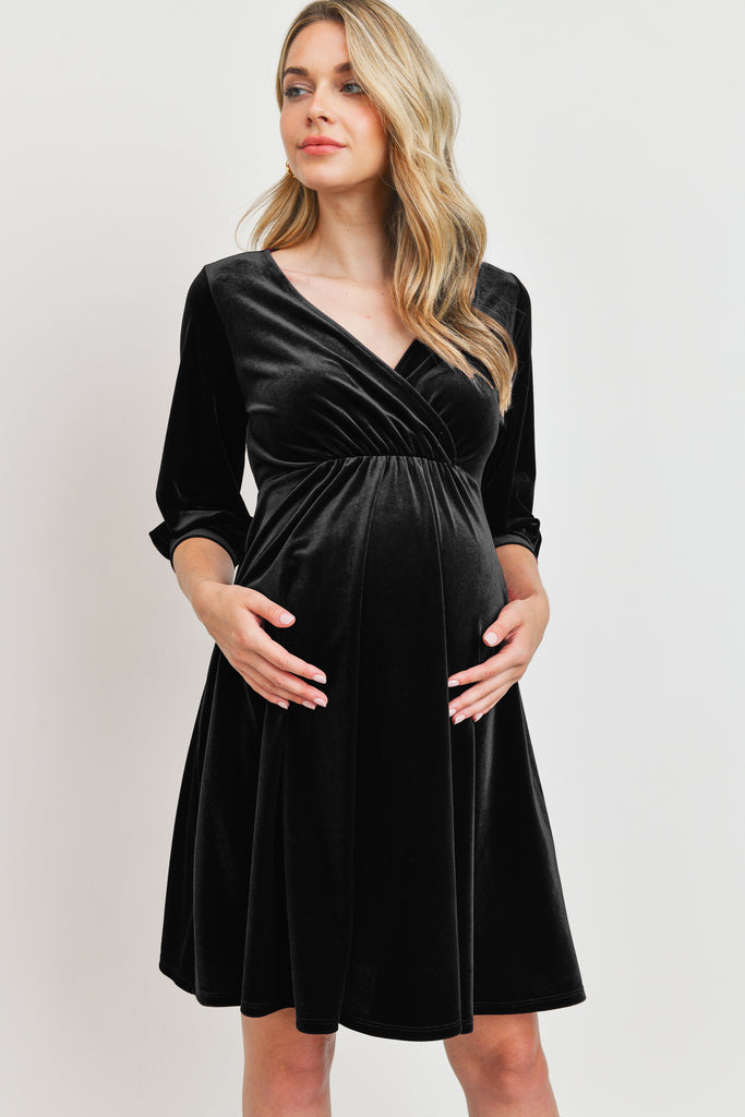 black velvet maternity dress Stretch V-Neck Maternity/Nursing – HELLO MIZ or maternity photos a Color:Soft Pink Pastel victorian nightgown Nicole Miller | Dresses