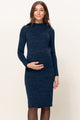 Textured Sweater Knit Side Slit Maternity Bodycon Dress
