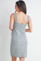 Blue Sleeveless Square Neck Knit Maternity Dress Back View