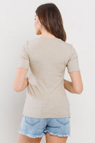 Oatmeal Ribbed Double Layered Bust Nursing Top Back View