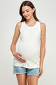 Off White Scoop Neck Basic Maternity Tank Top Front View