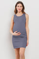 Purple Basic Tank Top Maternity Dress with Side Ruching Front
