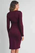 Burgundy Rayon Modal Maternity Nursing Dress Back