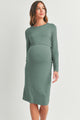 Dusty Green Rayon Modal Maternity Nursing Dress Front