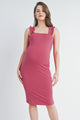 Berrice Ruffle Strap Ribbed Maternity Dress Front View
