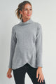 Heather Grey Ribbed Turtleneck Overlap Maternity Sweater Front