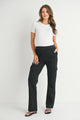 Black Straight Leg Cargo Maternity Pants Full Body 