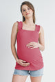 Berrice Ruffle Strap Ribbed Maternity Tank Top  Front View