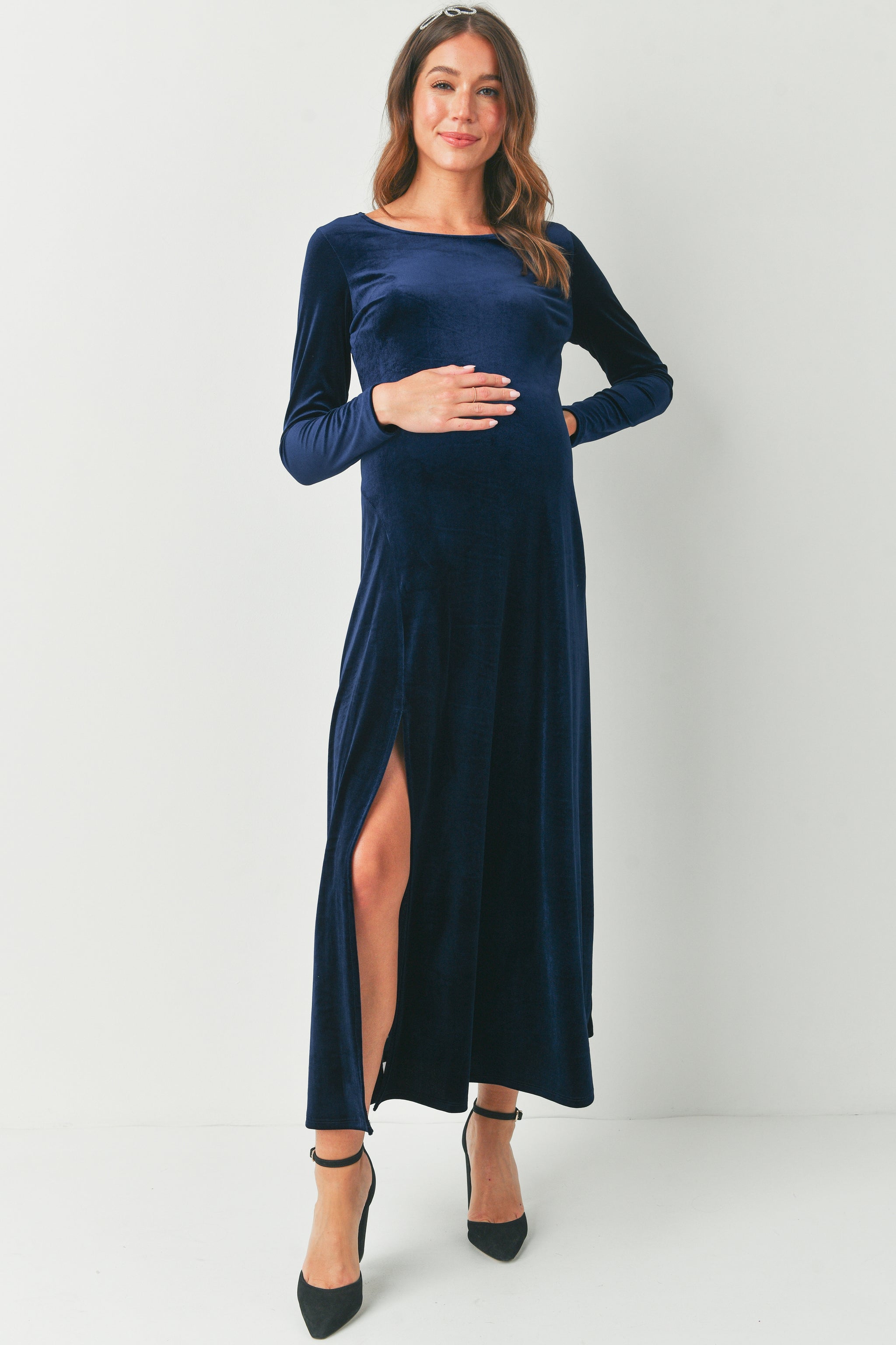 velvet maternity dress