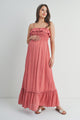 Masala Floral Sleeveless Smocked Maternity Maxi Dress Front View