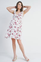 Ivory/Mauve Floral Tie Strap Wrap Maternity Dress with Pockets *Nursing Friendly* Full Body