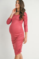 Masala Bodycon Side Ruched Long Sleeve Bodycon Maternity Dress Side View