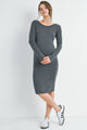 Ribbed Scoop Neck Long Sleeve Maternity Dress