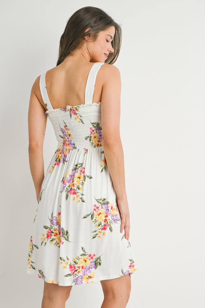 Ivory Floral Smocked Maternity Dress Ivory / SMALL Ivory Floral Smocked Maternity Dress Ivory / SMALL