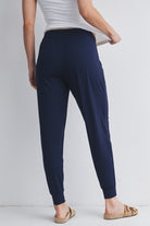 Navy Relaxed Fit Maternity Lounge Wear Jogger Pants with Pockets Back View