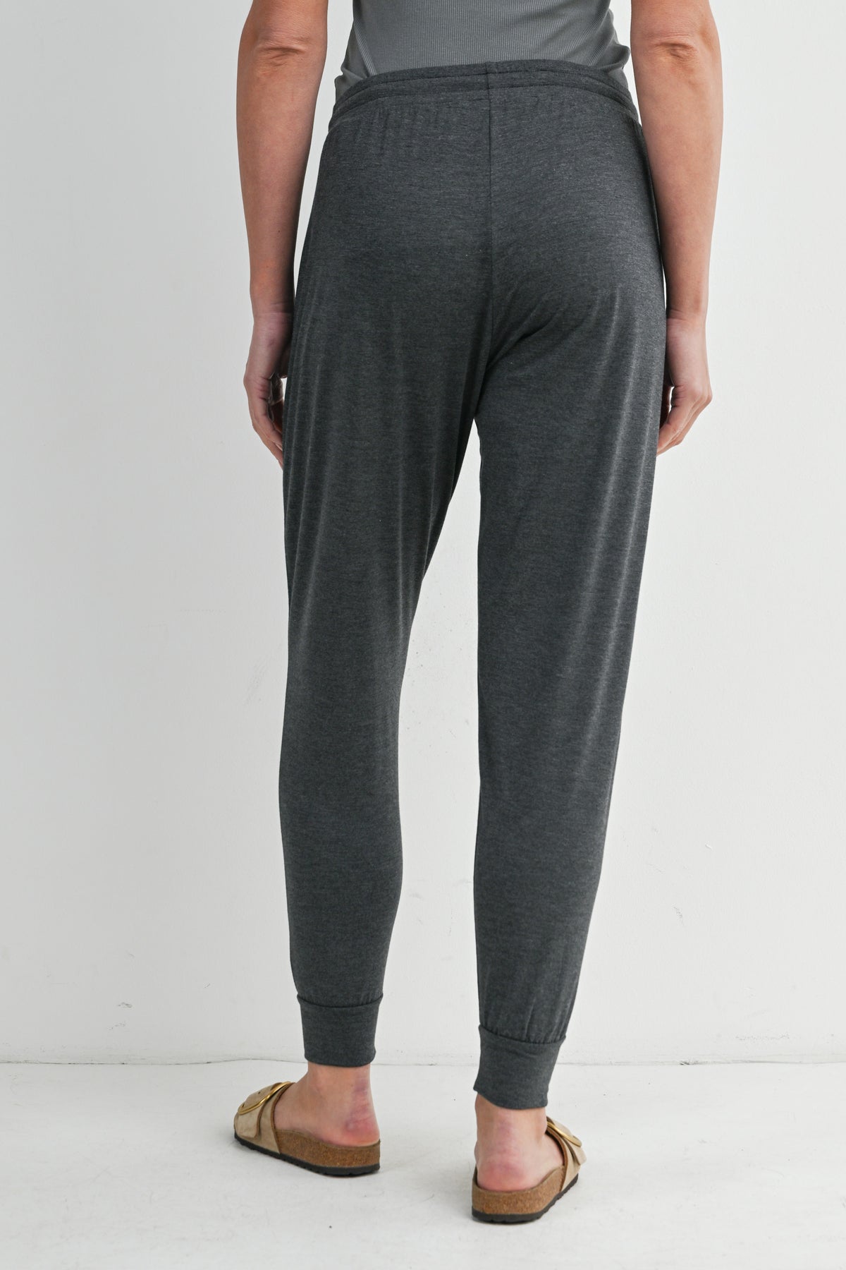 Charcoal Relaxed Fit Maternity Lounge Wear Jogger Pants with Pockets Back View