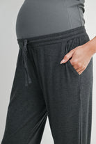 Charcoal Relaxed Fit Maternity Lounge Wear Jogger Pants with Pockets Close Up