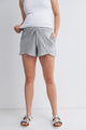 Heather Grey French Terry Maternity Lounge Shorts with Drawstring & Pockets Front View