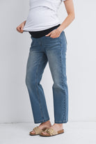 Denim Over the Belly Straight Leg Maternity Jeans Side View