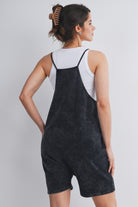 Washed Black Washed Black Loose Fit Casual Maternity Romper with Pockets Back View