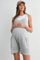 Relaxed Fit Adjustable Straps Sleeveless Maternity Romper with Pockets