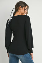 Black Ribbed Long Sleeve V Neck Maternity Top Back View