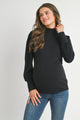 Ribbed Mock Neck Puff Sleeve Maternity Top