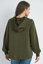 Olive Casual Maternity Loose Fit Pull Over Hoodie Back View