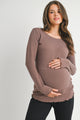 Casual Ribbed Long Sleeve Maternity Knit Top