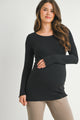 Casual Ribbed Long Sleeve Maternity Knit Top
