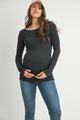 Casual Ribbed Long Sleeve Maternity Knit Top