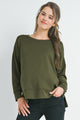 Olive Casual Maternity Loose Fit Crewneck Pull Over Front View