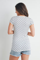 Ivory/Navy Polka Dot Short Sleeve Maternity Top Back View
