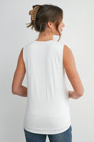 White Casual Scoop Neck Discreet Side Access Maternity Nursing Tank Top Back View