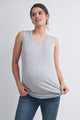 Heather Grey Casual Scoop Neck Discreet Side Access Maternity Nursing Tank Top Front View