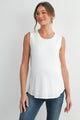 White Casual Scoop Neck Discreet Side Access Maternity Nursing Tank Top Front View