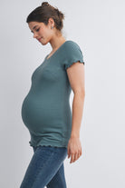 Jade Casual Ribbed Scoop Neck Short Sleeve Maternity Top Side View