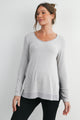 Heather Grey Long Sleeve Scoop Neck Maternity Sweater Knit Top Front View