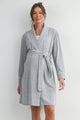heather grey maternity long sleeve robe with tie belt and pockets