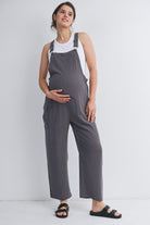 Dark Grey Adjustable Straight Leg Maternity Overalls Front View