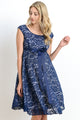 Navy/White Libby Lace Cap Sleeve Maternity Dress Front View