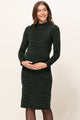 Textured Sweater Knit Side Slit Maternity Bodycon Dress