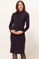 Textured Sweater Knit Side Slit Maternity Bodycon Dress