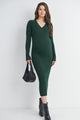 Ribbed V Neck Long Sleeve Maternity Sweater Dress