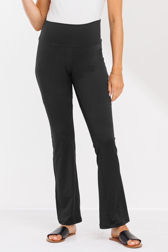 Blaxk High Waisted Straight Leg Yoga Maternity Leggings Front