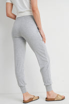 Heather Grey Maternity Waistband Jogger Pant with Pockets Back View